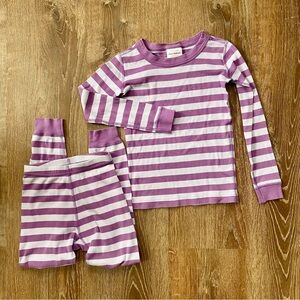 Hanna Andersson Purple and White Striped Pajama Set 6-7 Organic Cotton